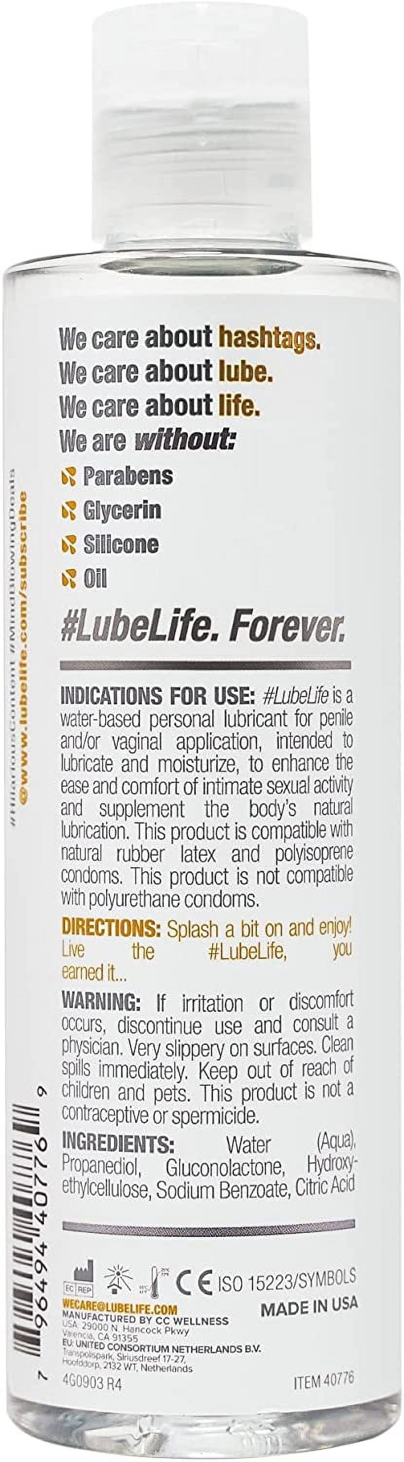 Water Based Personal Lubricant, Lube for Men, Women and Couples, Non-Staining, 8 Fl Oz