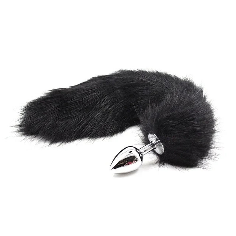 False Fox Tail with Metal Anal-Butt Plug Buttplug Cosplay Game Toy Games Romance