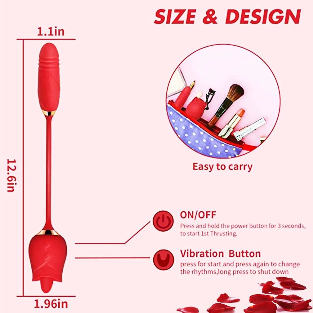 Rose Toy for Woman,Vibrator and Adult Sex Toys with 10 Vibrating Stimulator for Women Couples -