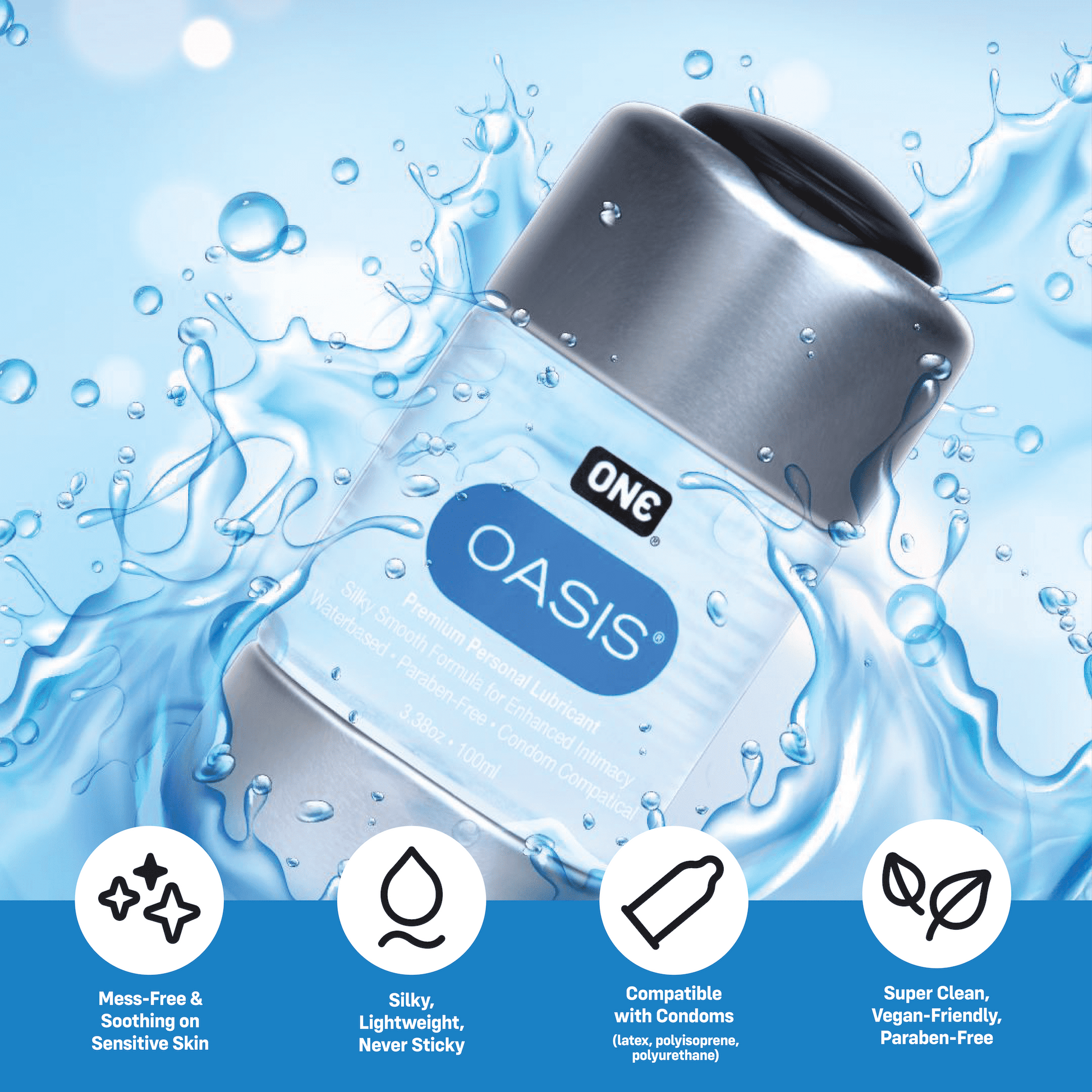 ONE Oasis - Personal Water-Based, Oil-Free, Lubricant, 3.38 Oz