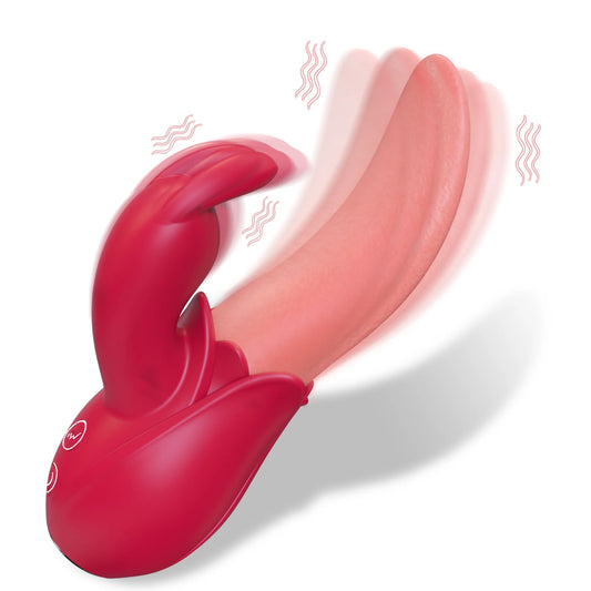 Rabbit Vibrator G Spot Sex Toys for Women Adult Toy with 10 Vibrating & Licking Modes Rose Silicone Stimulator Sexual Pleasure Tools Waterproof Personal Massager for Females Couples