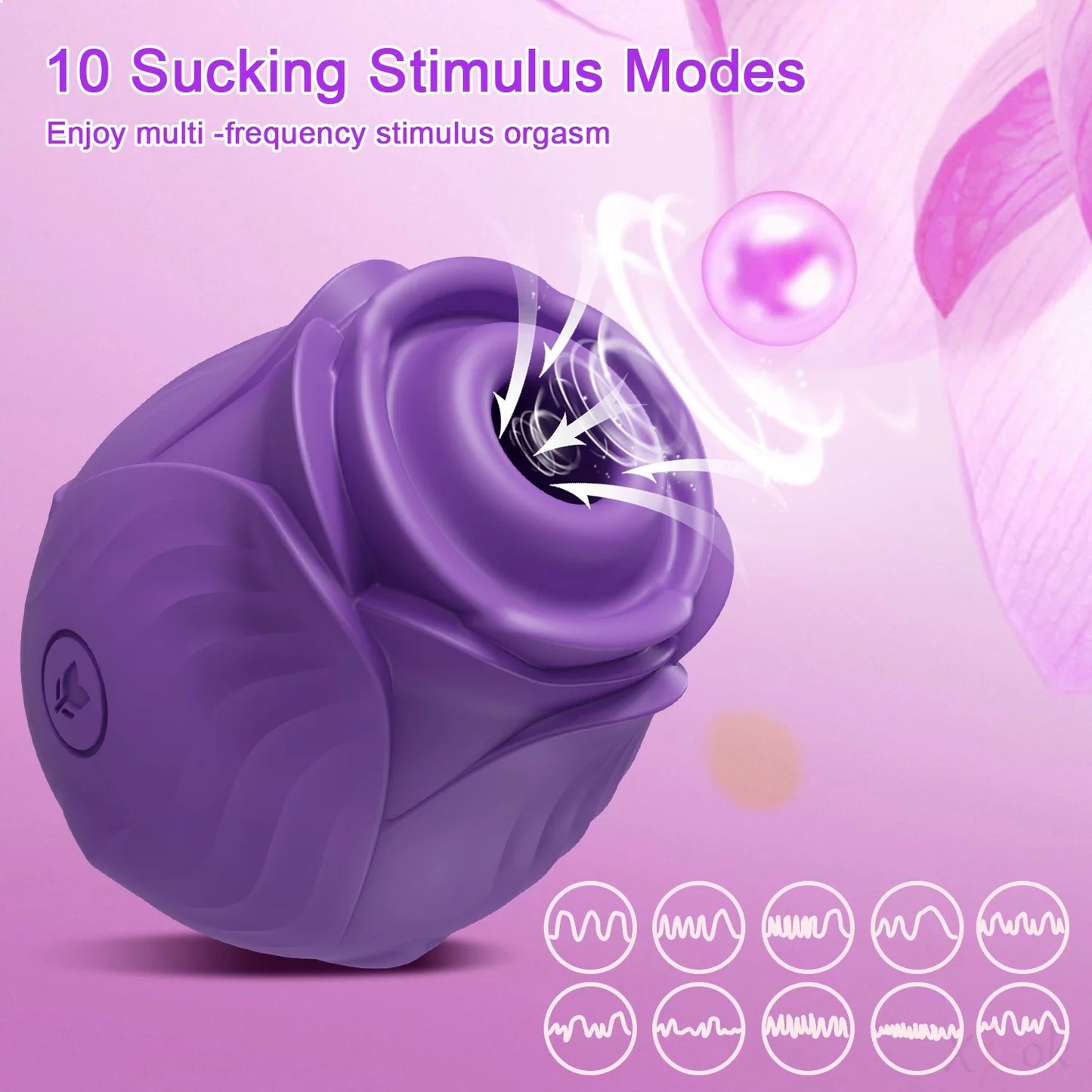 Rose Vibrator for Women,Rose Toy Sucking Vibrator Adult Sex Toys for Women Couples,Purple